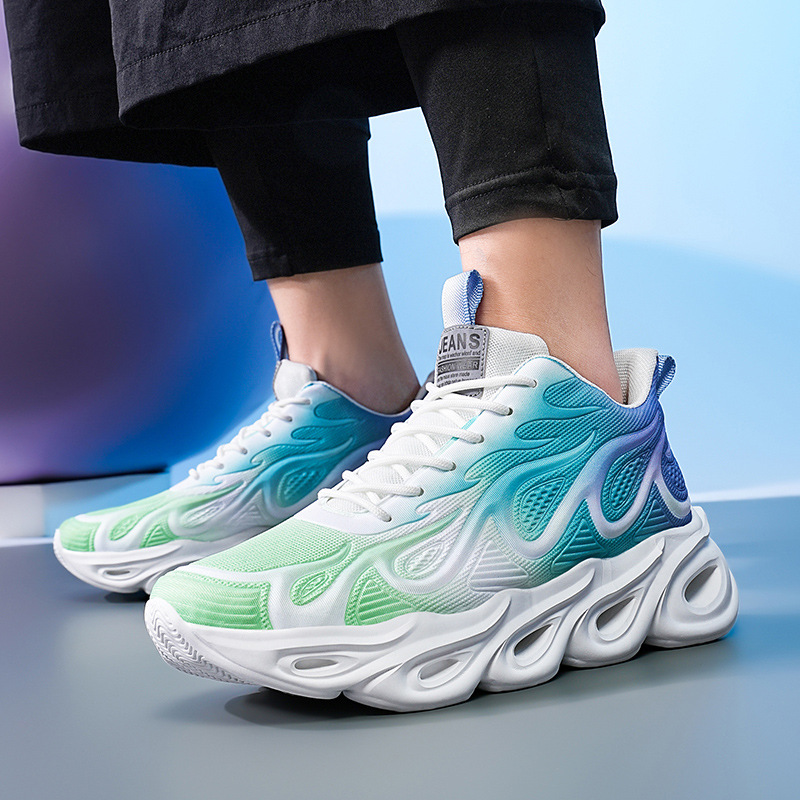 Herren Herbstsport 2024 neue atmungsaktive ultraleichte Dämpfung Laufschuhe aus weißem Casual Mesh mit dicker Sohle_voghion.com