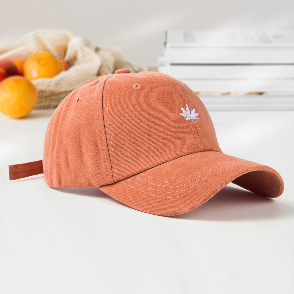 Maple Leaf Embroidered Baseball Cap Korean Age-reducing Caps College Wind Curved Eaves Sunshade Hat display picture 5