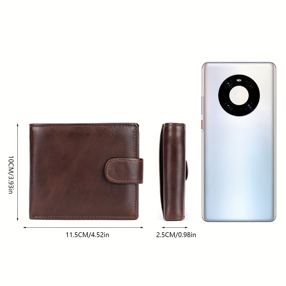 Cartera de hombre de piel de vaca corta transfronteriza con múltiples tarjetas, monedero retro casual, billetera multifuncional de gran capacidad de cuero