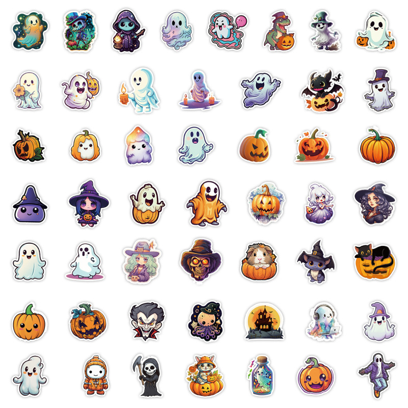 50/100枚のハロウィンのステッカーは携帯電話のコップの防水の装飾を包んで子供のdiyの手帳のステッカーを貼って卸売りします。|undefined