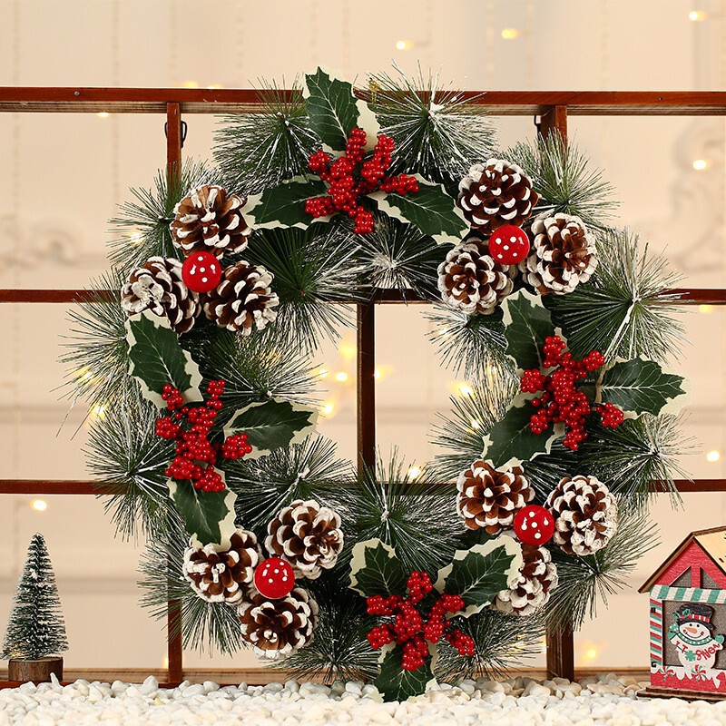 国境を越えた新しいクリスマス装飾花輪クリスマスガーランドホテルショッピングモール装飾ドア吊り松葉装飾品|undefined