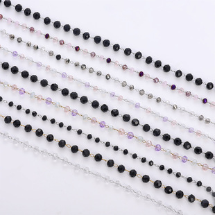 2cm 3cm 4cm crystal stainless steel beaded handmade chain head rope DIY hair ring necklace bracelet Accessories Wholesale