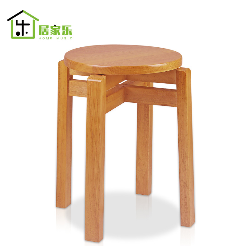 Solid wood round stool household wooden bench living room stool simple modern dining table stool restaurant wooden stool stackable wooden stool