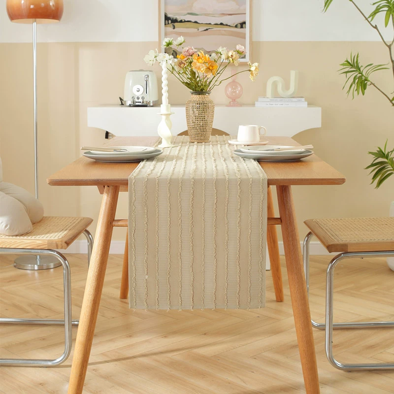 Cross-border new solid color cutting flower dining table table flag cross-border Amazon light luxury style striped home tea table coffee table flag