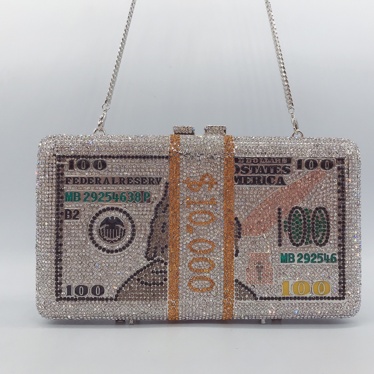 Túi clutch nữ đính đá hình đồng đô la Mỹ phong cách Âu Mỹ — Màu vàng chi tiết 4