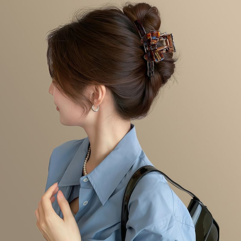 玳瑁流金美拉德晕染新款醋酸蝴蝶结抓夹高级感鲨鱼夹发卡发圈发|undefined