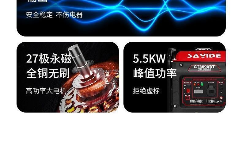 Digital variable frequency gasoline generator 220v small household high-power outdoor construction portable generator for stalls Amazon