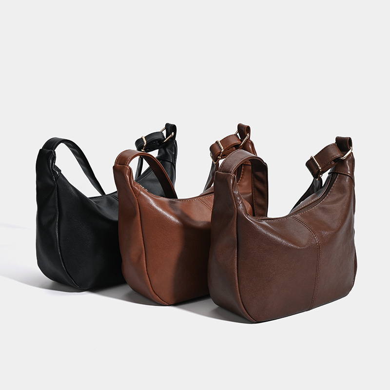 Retro Lazy Style Versatile Girls' Satchel Armpit Bag, This Year's Popular Maillard Soft Leather Large-Capacity Shoulder Bag Retro Lazy Style Versatile Girls' Satchel Armpit Bag, This Year's Popular Maillard Soft Leather Large-Capacity Shoulder Bag