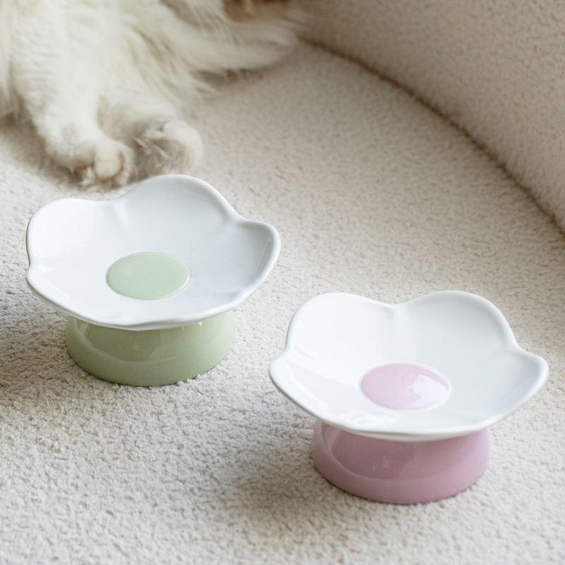 Tacos de cerámica anti-derribe para gatos, tacos de mascotas para gatos, grano para perros, bocadillos congelados enlatados anti-cuello, platos para gatos, platos para gatos