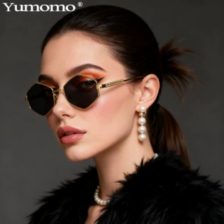 菱形太阳镜多边形金属ins网红欧美太阳眼镜时尚个性潮流墨镜女士