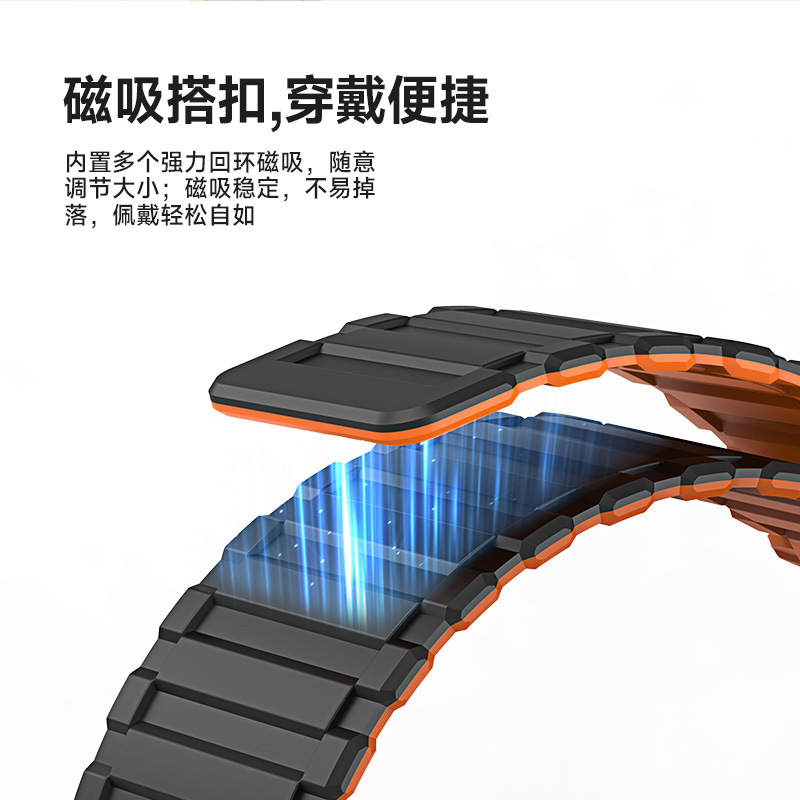 Aplicable AppleWatch Correa de reloj Apple Magnetic Correa de silicona de dos colores Correa impermeable de moda al por mayor transfronteriza