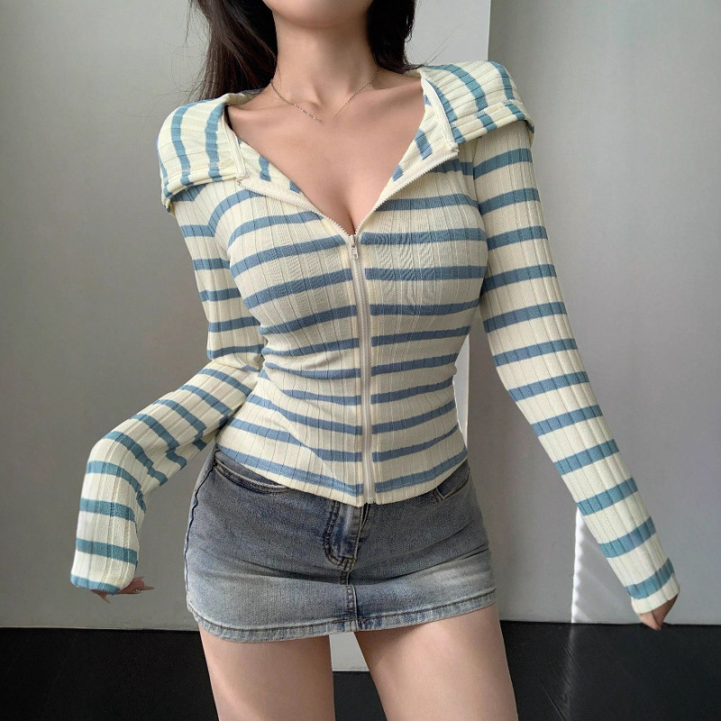 2025秋款跨境欧美亚马逊外贸女装上衣撞色坑条女式长外套|undefined