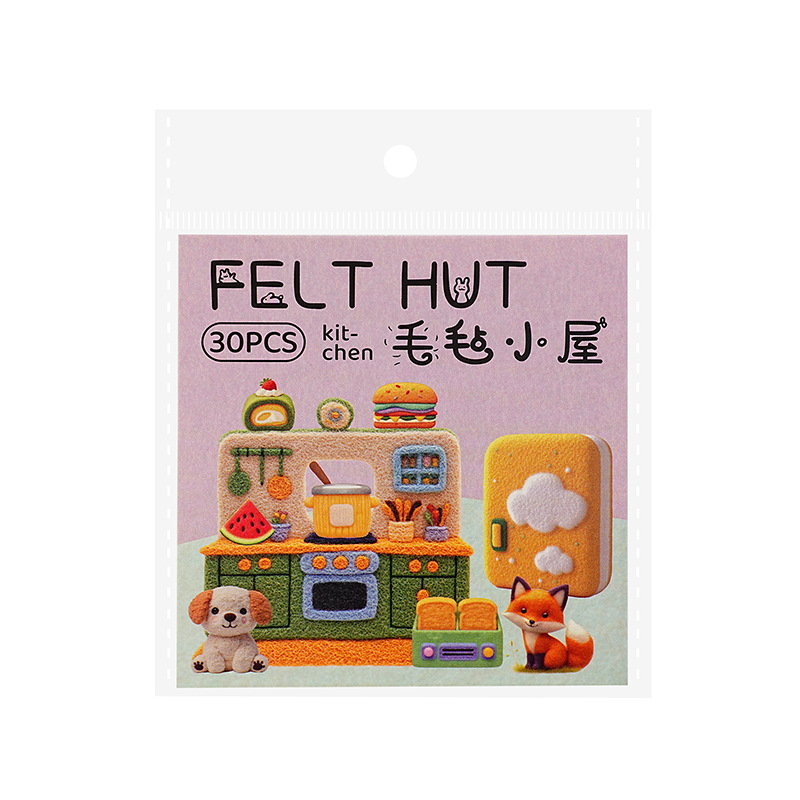 Bolsa de pegatinas de PET de pájaro italiano, serie de casa de fieltro, linda etiqueta de material de collage de decoración de bricolaje de cuentas de viento ins