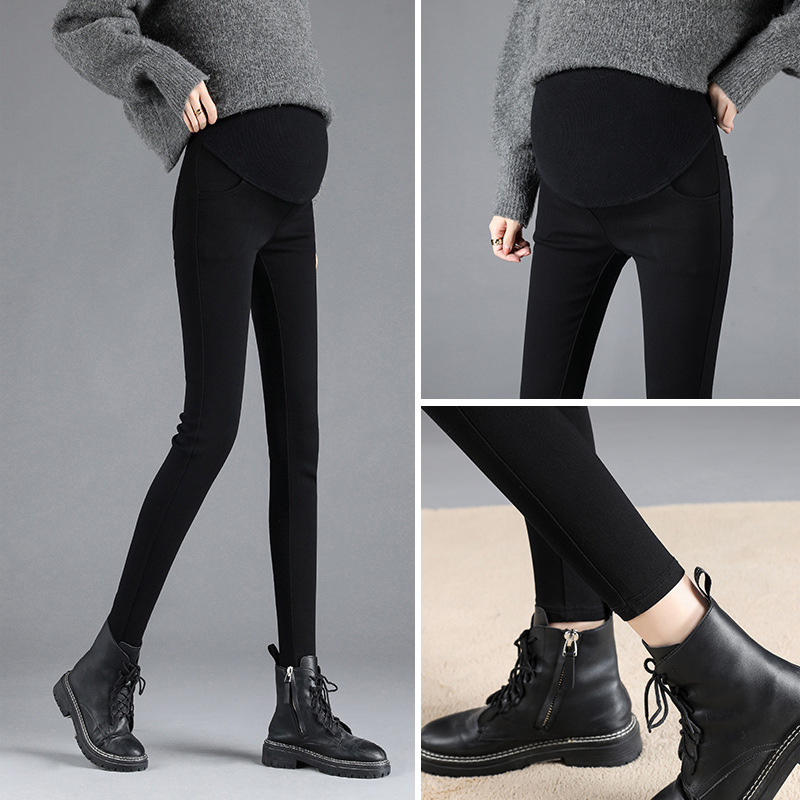 Maternity Pants Spring and Summer Outer Wear Leggings 2025 New Spring Clothing Petite Denim Black Pants Early Pregnancy Black