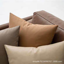 高克重仿牛皮 高端抱枕沙发客厅靠枕套汽车pu皮护腰大靠背垫批发