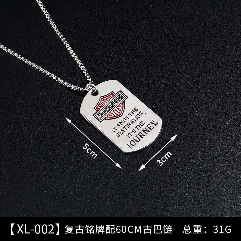 Moda hip hop suéter cadena joyería militar marca de acero inoxidable COLLAR COLGANTE de fábrica al por mayor de acero titanio accesorios collar de los hombres