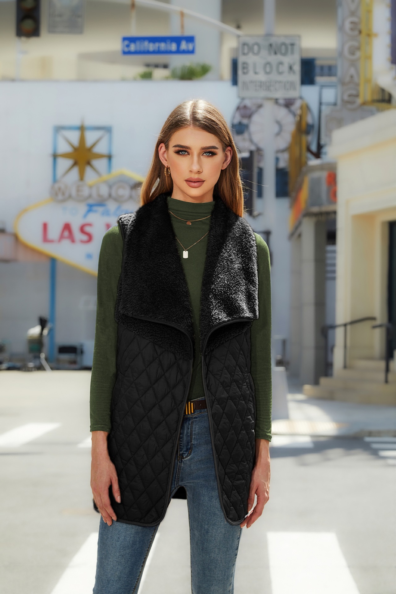 2023 flash terciopelo ropa de mujer europea y americana otoño nueva moda todo partido felpa costura cardigan chaleco sin mangas para mujeres