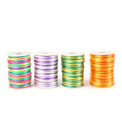 Wholesale colorful gradient Korean thread, woven polyester cord, craft necklace and bracelet lanyard with adjustable closure.