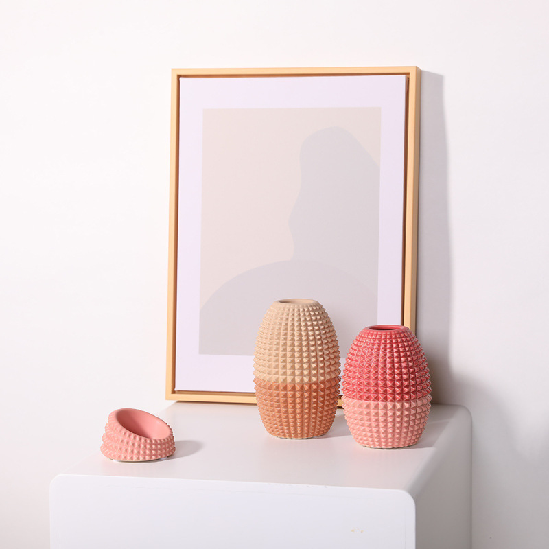 INS nórdico color piña forma florero de cerámica Sala flores secas arreglo de flores mesa de comedor decoración del hogar adornos