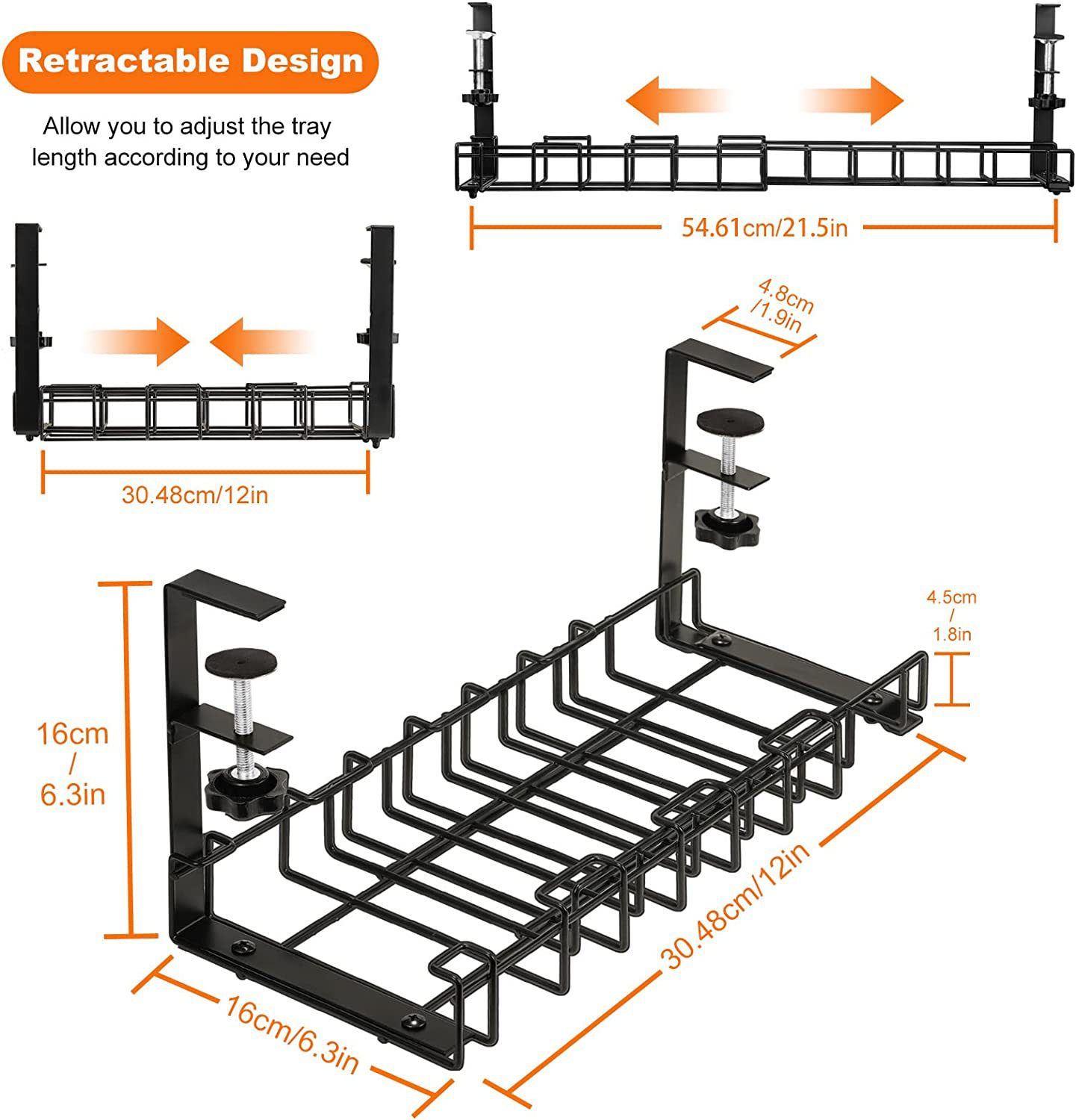 Ranura de almacenamiento de alambre de estilo de estiramiento debajo de la Mesa rack de almacenamiento de alambre colgante inferior ranura de alambre desmontaje fila de alambre rack de almacenamiento