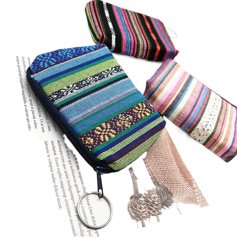 Женский Кошелек для монет в этническом стиле, небольшой кошелек на молнии, мини-холст, изменение ткани, 2 юаня, партия поставок в магазине