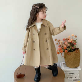 女童韩版风衣外套秋装2025新款洋气儿童英伦风秋季女宝宝收腰上衣