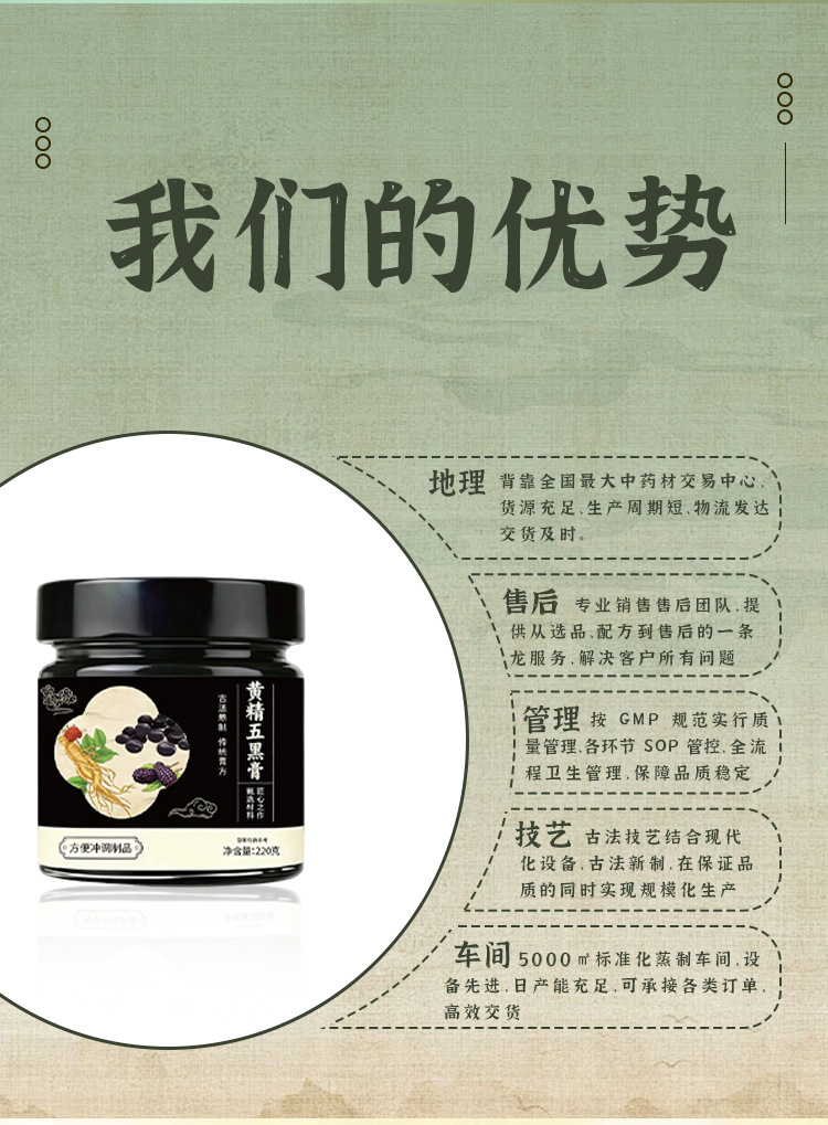 Huang Jing Wu Hei Gao (Polygonatum & Five Blacks Paste) β Traditional Steam-Cooked Herbal Paste preparation