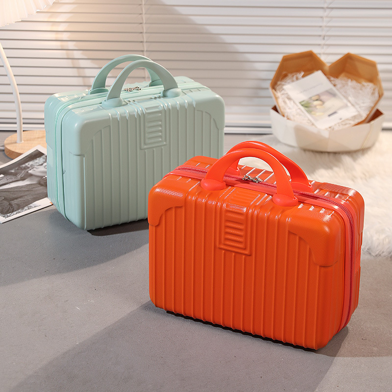 Maleta roja para mujer pequeña y liviana maleta de 14 pulgadas, maleta cosmética, maleta, contraseña, caja de regalo, almacenamiento