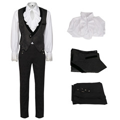 2024亞馬遜wish外貿歐美男士套裝純色時尚蒸汽朋克復古男士制服裝