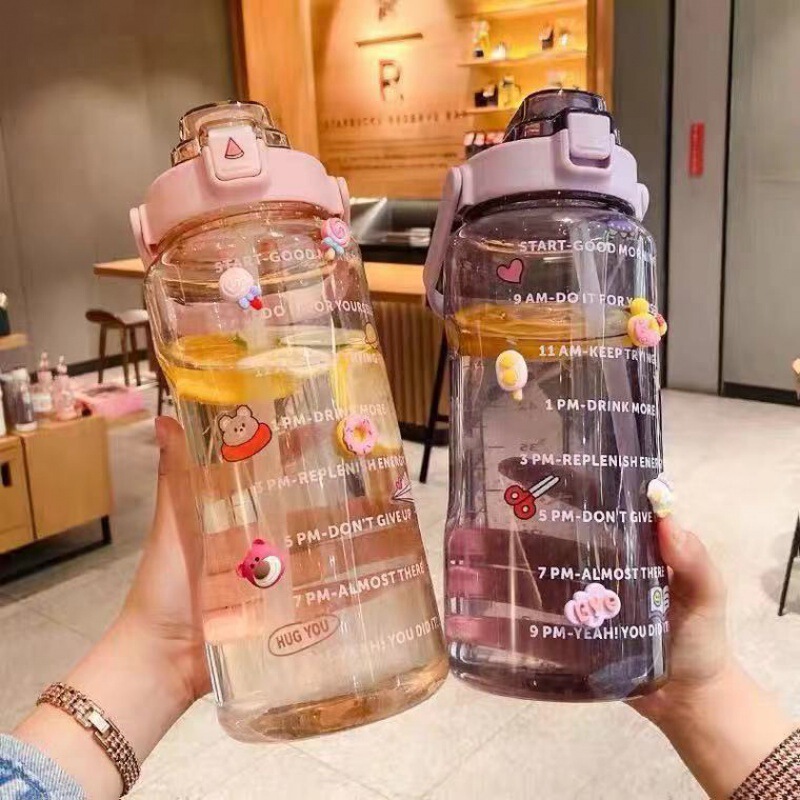 Large Capacity Plastic Straw Big Cup Plastic Wholesale Water Bottle High Color Value Big Fat Cup Water Bottle Cute Summer
