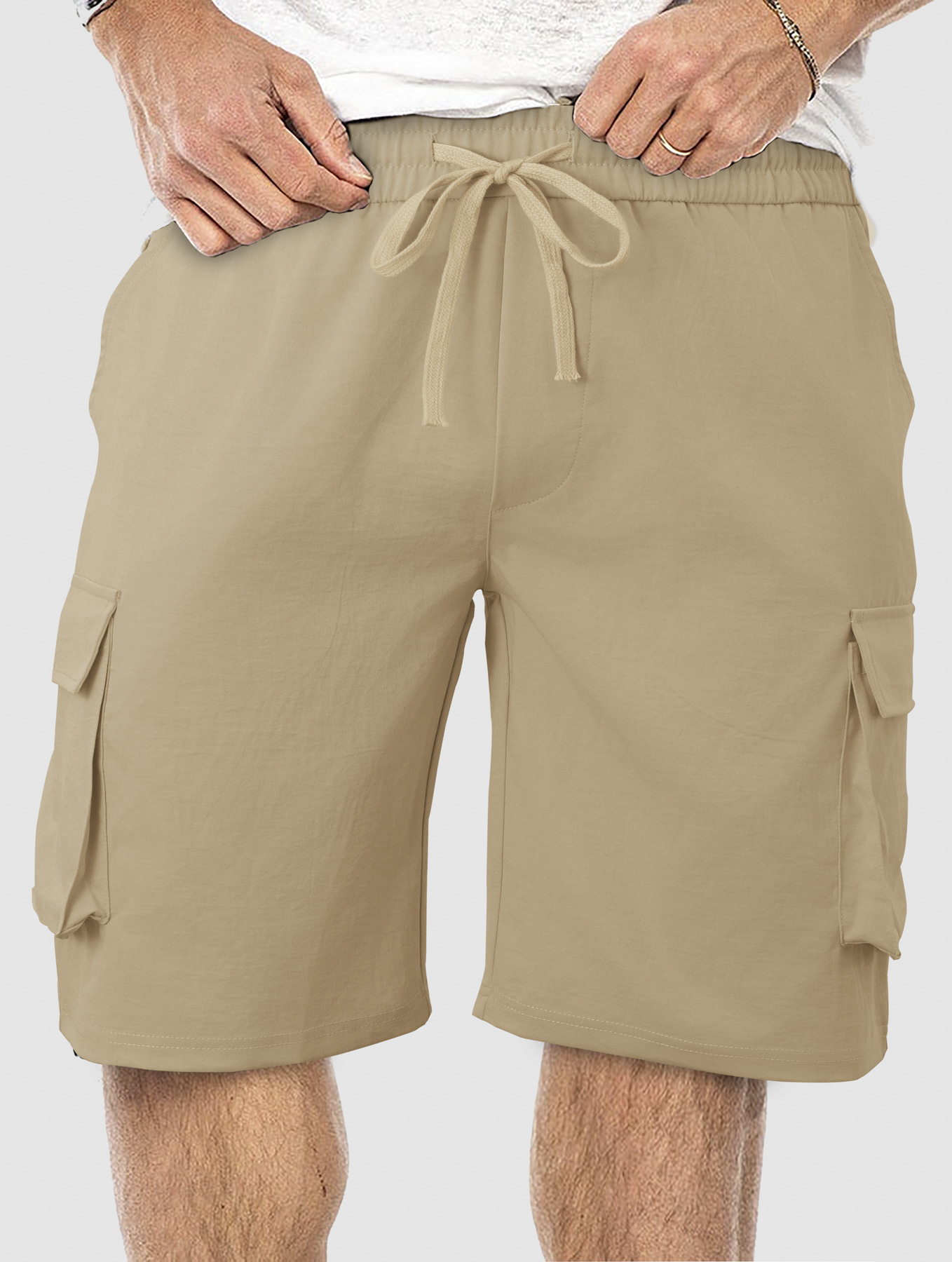 Pantalones cortos de verano europeos y americanos transfronterizos para hombres, fáciles de piel y transpirables, herramientas sueltas, pantalones cortos de playa casuales de cinco puntos con múltiples bolsillos
