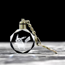 跨境专供爆款卡通动漫水晶口袋妖怪钥匙扣挂件神奇宝贝精灵钥匙链