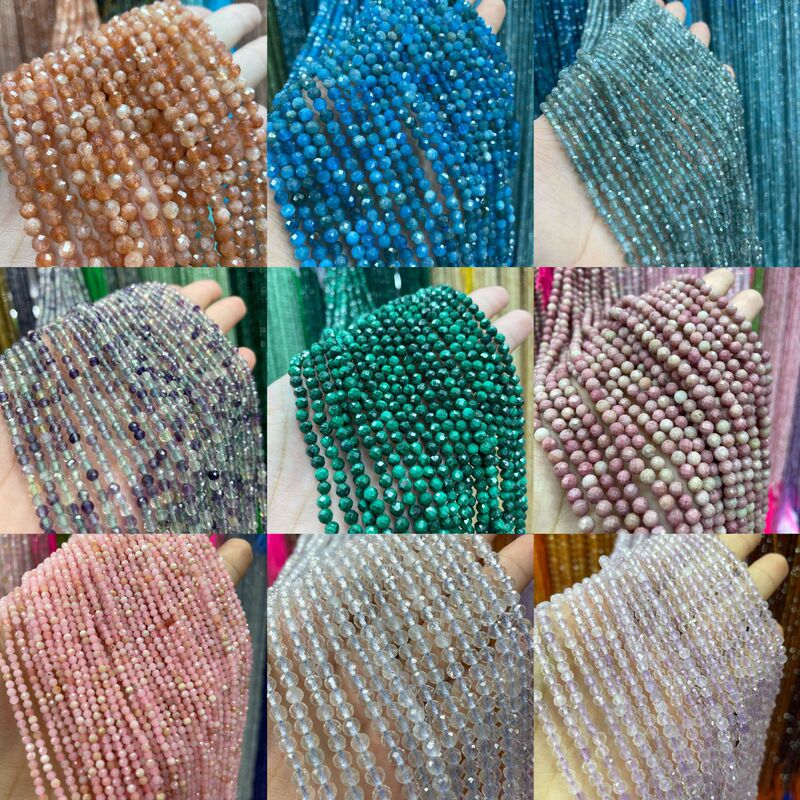 Natural faceted faceted diamond surface Crystal natural stone loose beads Moonstone malachite blue phosphorite Topaz fluorite