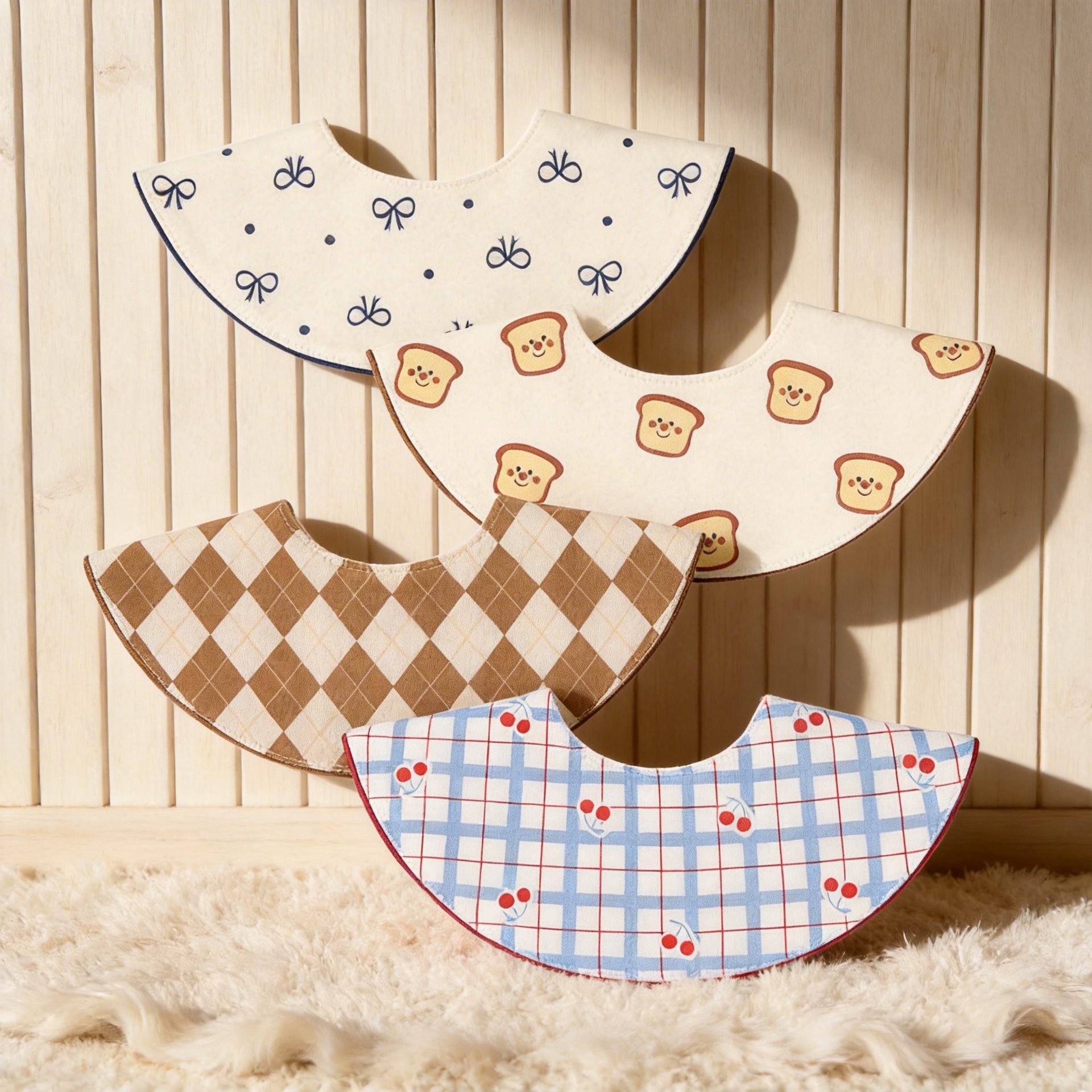 K * y South Korea with bib piping saliva towel 360 degree rotatable double-sided with children's bib baby saliva pocket