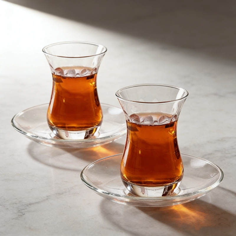 Domestic Black Tea Cup Lead-Free Glass Coffee Cup Household Hot Drink Cup Afternoon Tea Cup Simple Special Glass Cup and Saucer