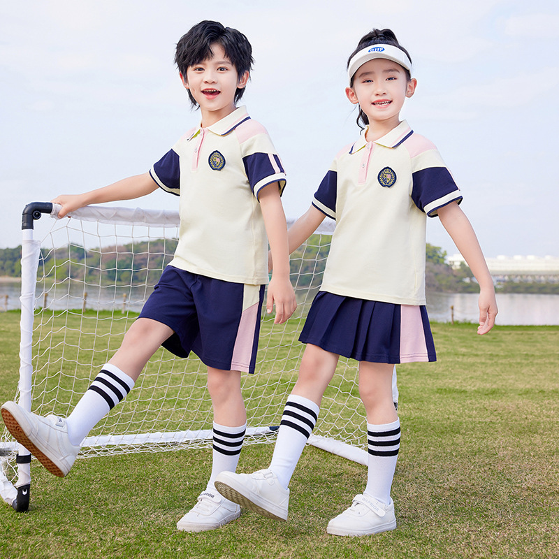 Kindergarten dress Summer cotton school uniform for primary school children sports class children summer boys and girls college short-sleeved suit