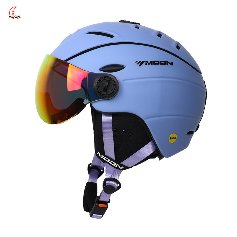 Moonスキーmipsヘルメットクロスボーダー電商鎧風鏡付き一体成型男女保護スキーヘルメット