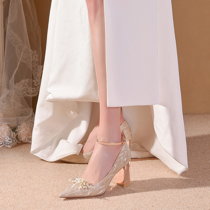 Lace-Up Wedding Shoes for Women 2026 New Spring Style Xiuhe Main Wedding Dress Dual-Wear Bridal Shoes Maternity Chunky High Heels Lace-Up Wedding Shoes for Women 2026 New Spring Style Xiuhe Main Wedding Dress Dual-Wear Bridal Shoes Maternity Chunky High Heels