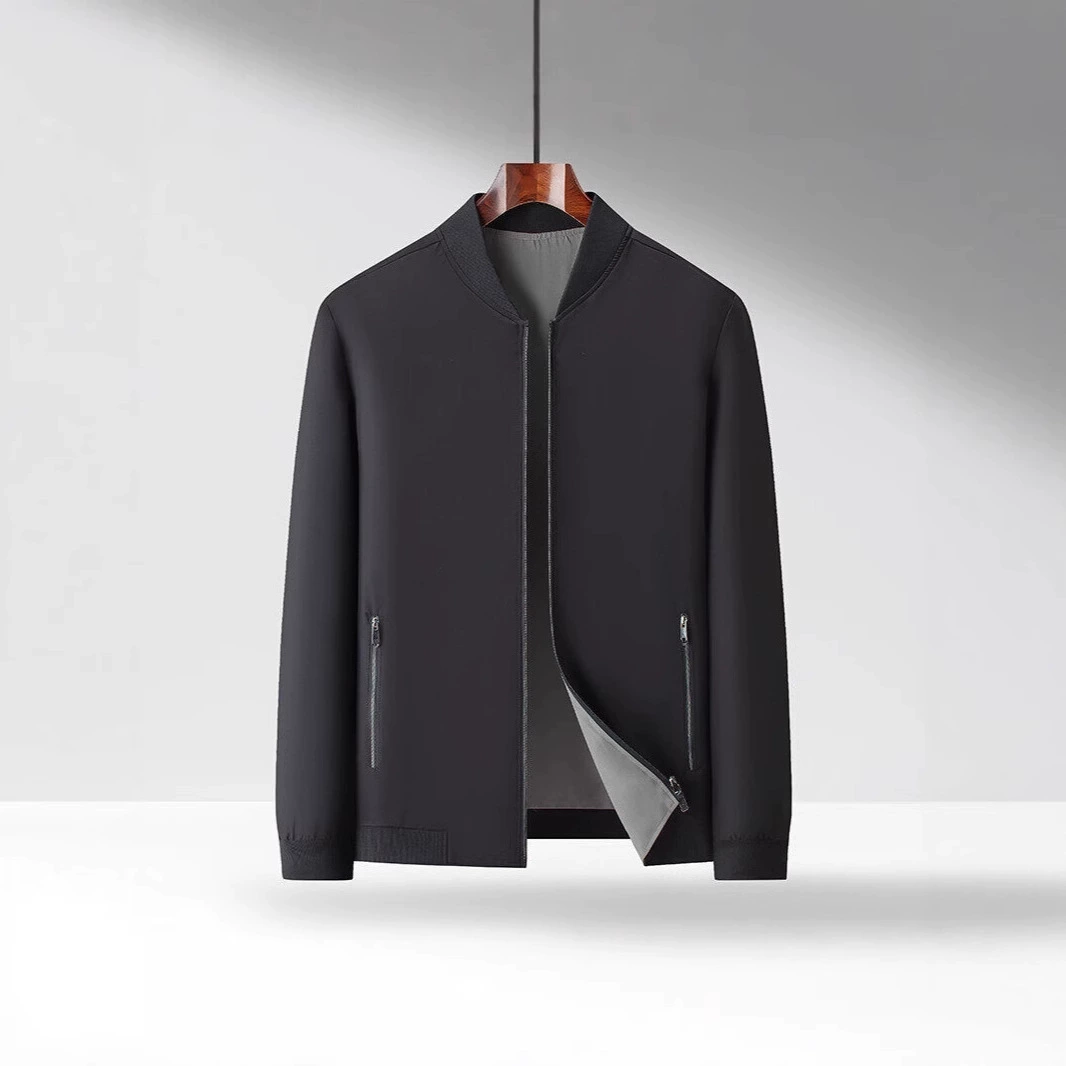 Двусторонняя деловая повседневная куртка с бейсбольным воротником для мужчин среднего возраста, весеннее пальто для папы, цельный двухслойный топ