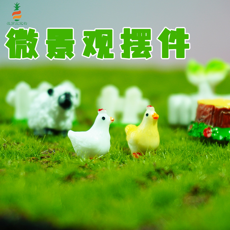 Decoración de micro paisaje de musgo, nuevo gallo, gallina, cerca, muelle de árbol, ZAKKA, decoración de resina de comestibles