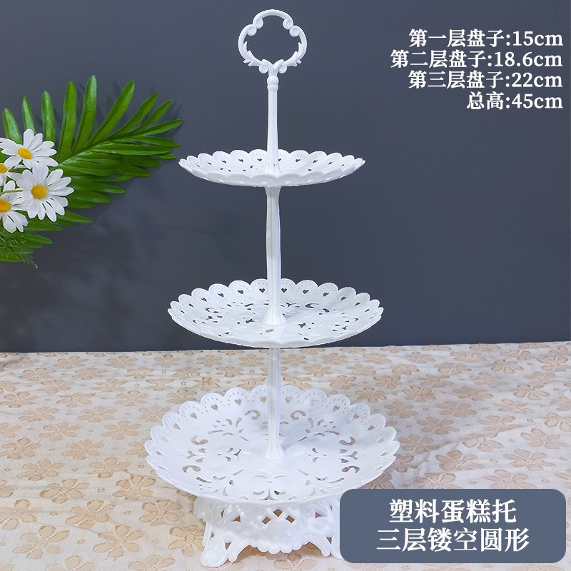Decoración de postres de cumpleaños estante de exhibición de boda europea estante de frutas estante de pastel de plástico bandeja de bocadillos