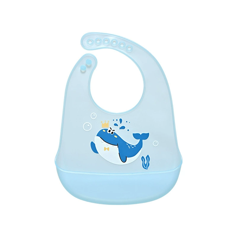 Children's waterproof silicone soft eating bib for supplementary food, with pocket, anti-dirty