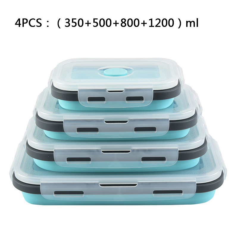 Caja de almuerzo de silicona al aire libre caja de almuerzo de silicona plegable refrigerador más nítido almuerzo portátil caja de almuerzo retráctil