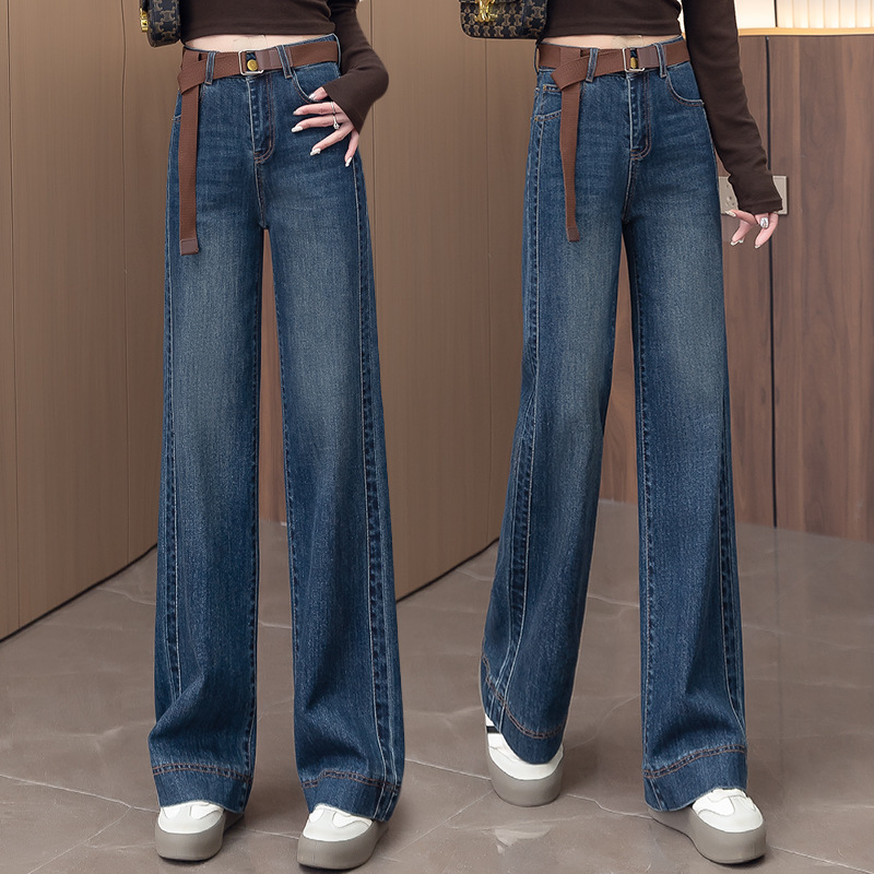 Fashionable, Simple, Casual, Versatile, Slimming, High-Waisted Wide-Leg Jeans for Women, 2026 Spring and Autumn New Straight-Leg Pants