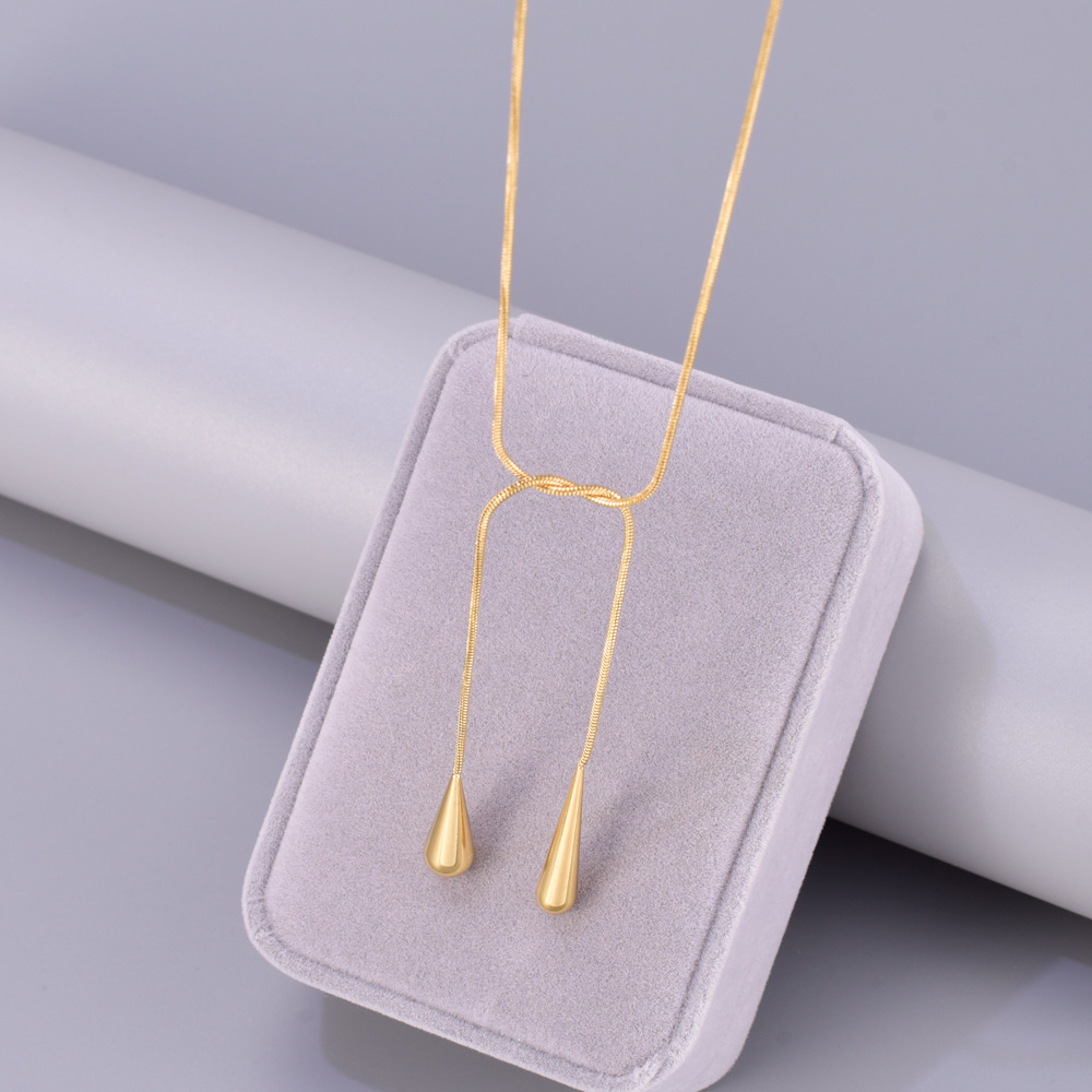 18K Real Gold Plated Plating Material PVD Coated Real Gold Plated Heart Shape Titanium Steel Ethnic Style Waterproof Non Tarnish Titanium Steel Necklace