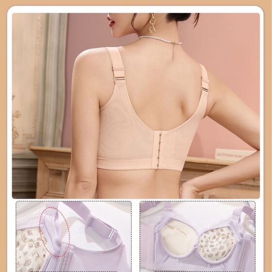 Five-button Essential Oil Gather-up Adjustable Underwear Women's Top-up Anti-sagging Small Chest Large Thick Bra Underwear