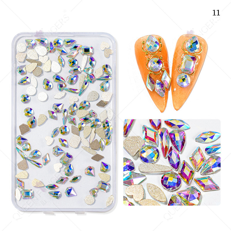 Accesorios de uñas de forma especial de diamante mezclado AB color mágico taladro de uñas plana diamante en forma especial DIY resina de uñas pegatinas de diamantes de imitación