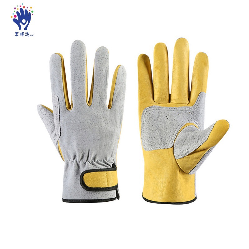 猪皮焊接短款修车搬运园林修剪透气防护手套