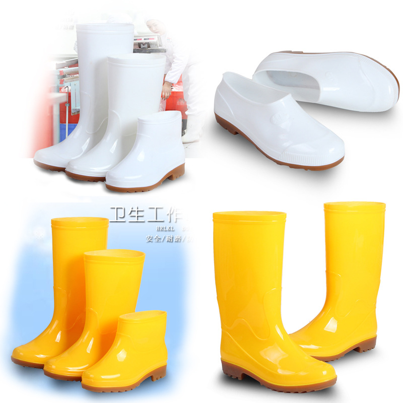 中筒雨鞋男高筒雨靴白色水鞋女黃色膠鞋防水廚房防滑鞋食品工作鞋