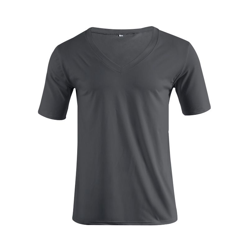 Verano 2023 camiseta de los hombres ropa transfronteriza europea y americana comercio exterior de los hombres de cuello en V color sólido más tamaño casual Camiseta de manga corta